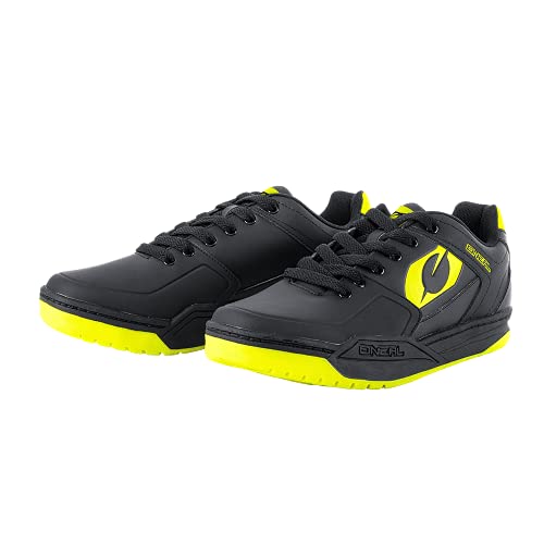 O'NEAL | Zapatilla de Ciclismo | MTB Downhill Freeride | Placa de Pedales SPD Compatible, Durable y Ligera PU, Transpirable | Zapatilla SPD con Clavos | Adultos | Negro Neón Amarillo | Talla 45