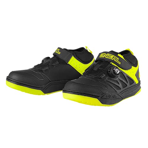 O'NEAL | Zapatilla de Ciclismo | MTB Downhill Freeride | Placa de Pedales SPD Compatible, Sistema de Encaje rápido, Transpirable | Zapatilla SPD de sesión | Adultos | Negro Neón Amarillo | Talla 43