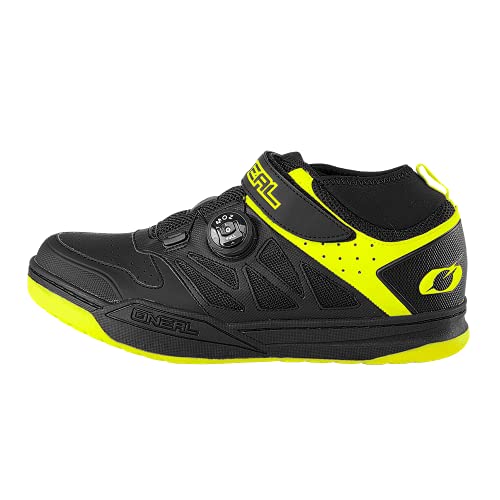 O'NEAL | Zapatilla de Ciclismo | MTB Downhill Freeride | Placa de Pedales SPD Compatible, Sistema de Encaje rápido, Transpirable | Zapatilla SPD de sesión | Adultos | Negro Neón Amarillo | Talla 43