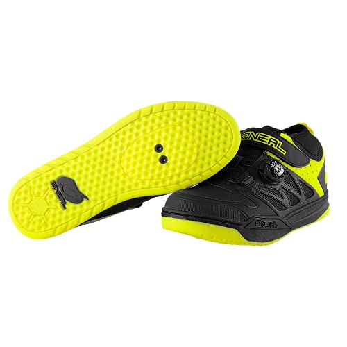 O'NEAL | Zapatilla de Ciclismo | MTB Downhill Freeride | Placa de Pedales SPD Compatible, Sistema de Encaje rápido, Transpirable | Zapatilla SPD de sesión | Adultos | Negro Neón Amarillo | Talla 43