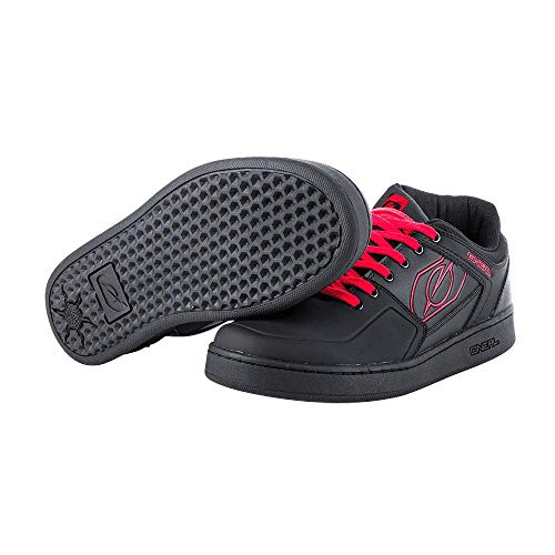 O'NEAL | Zapatillas de bicicleta | MTB DH FR | Equilibrio entre el agarre y el reposicionamiento del pie, protección de la articulación interna | Zapatilla Pinned Pro | Adultos | Negro Rojo | Talla 44