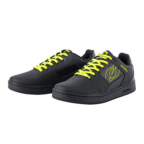 O'NEAL | Zapatillas de Bicicleta | MTB Downhill Freeride | Equilibrio Entre Agarre y posición del pie, Suela de Panal | Zapato de Pedal Plano con Clavos | Adultos | Negro Neón Amarillo | Talla 47