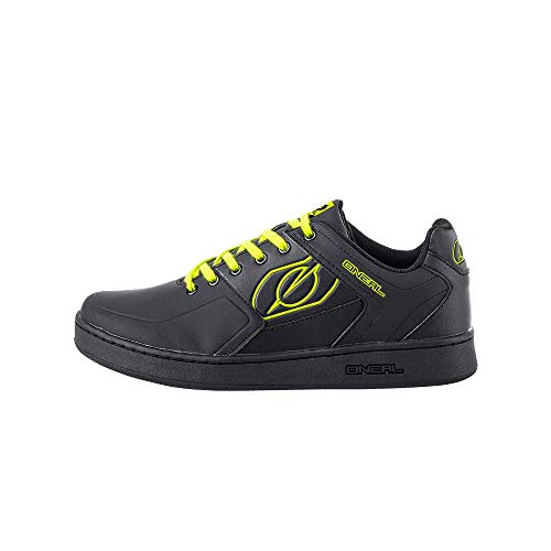 O'NEAL | Zapatillas de Bicicleta | MTB Downhill Freeride | Equilibrio Entre Agarre y posición del pie, Suela de Panal | Zapato de Pedal Plano con Clavos | Adultos | Negro Neón Amarillo | Talla 41