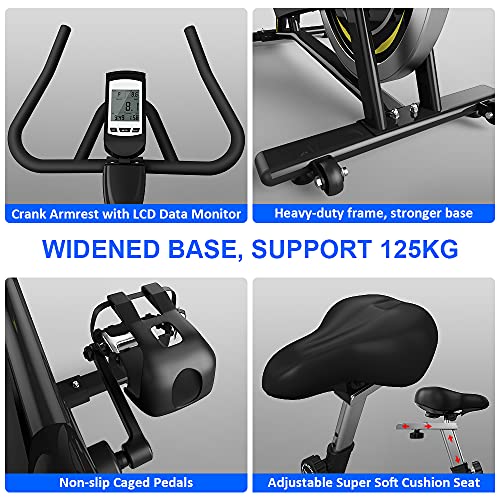 ONETWOFIT Bicicleta estática, magnética para interiores bicicleta estática ajustable con monitor LCD para entrenamiento cardiovascular en el hogar 13KG Volante OT315