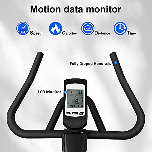 ONETWOFIT Bicicleta estática, magnética para interiores bicicleta estática ajustable con monitor LCD para entrenamiento cardiovascular en el hogar 13KG Volante OT315