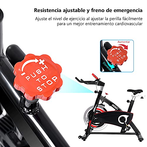 ONETWOFIT Bicicletas Estaticas, bicicleta estática con volante reforzado de 20KG y accionamiento silencioso por correa, bicicleta de entrenamiento de fitness para el gimnasio en casa OT319