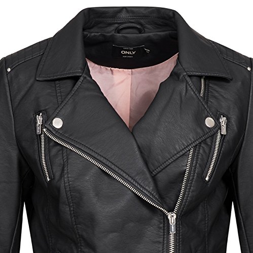 Only ONLGEMMA Faux Leather Biker OTW Noos Chaqueta, Negro (Black Black), 36 para Mujer