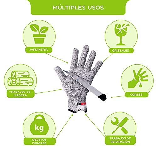 OnlyBP Guantes Anticorte (1 par), Guantes de protección y anticorte, Guantes resistentes a los Cortes Nivel 5 (M)