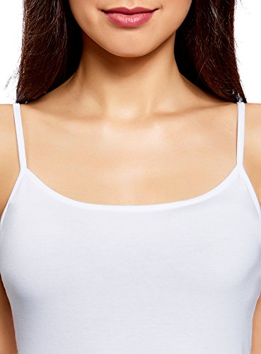 oodji Ultra Mujer Camisetas de Tirantes Finos (Pack de 2), Blanco, ES 38 / S