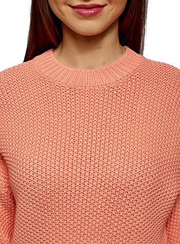 oodji Ultra Mujer Jersey Holgado de Punto Texturizado, Rosa, ES 34 / XXS