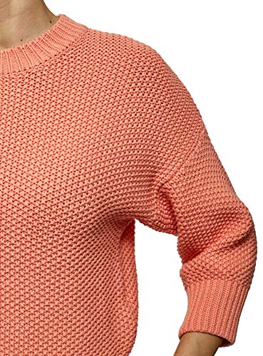 oodji Ultra Mujer Jersey Holgado de Punto Texturizado, Rosa, ES 34 / XXS