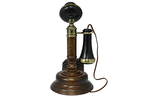 OPIS 1921 Cable - Modelo C - télefono Retro/telefono Fijo Vintage con Cuerpo de Madero, Disco de marcar y Campana metálica