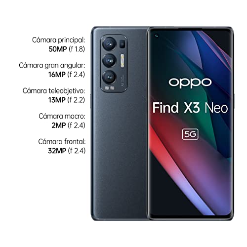 OPPO Find X3 Neo 5G - Smartphone 256GB, 12GB RAM, Dual SIM, Carga rápida 65W - Negro
