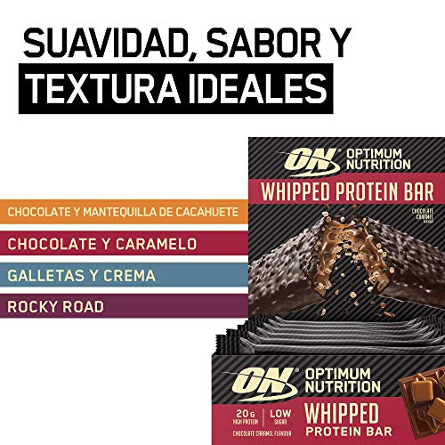 Optimum Nutrition Whipped Bar, Barritas Proteínas con Cobertura de Chocolate con Leche, Bajo en Azúcar, Caramelo de Chocolate, 10 Barras (10 x 60 g)