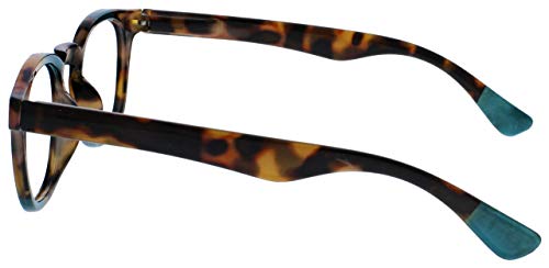 Opulize Ava Mujeres Señoras Marrón Carey Turquoise Súper Ajuste Cómodo Gafas De Lectura Bisagras Resorte R62-Q +2,50