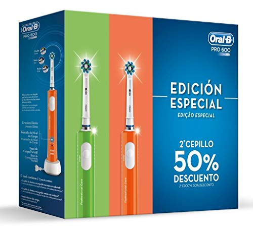 Oral-B Pro600 3D Cepillo de Dientes Electrico Bateria Recargable, Verde/Violeta