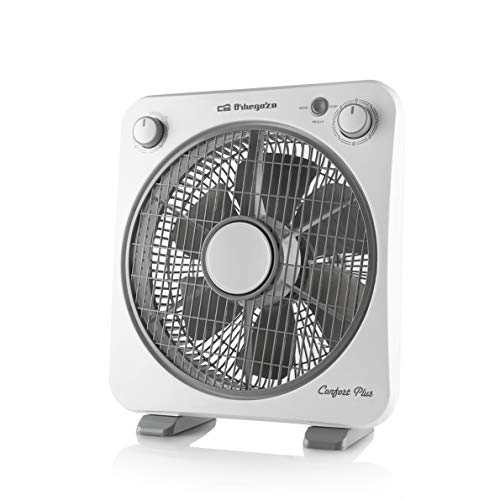 Orbegozo BF 0138 - Ventilador de suelo con 6 aspas, rejilla de protección giratoria bidireccional, 3 velocidades de ventilación, difusor rotativo, temporizador de 60 minutos, 40 W de potencia