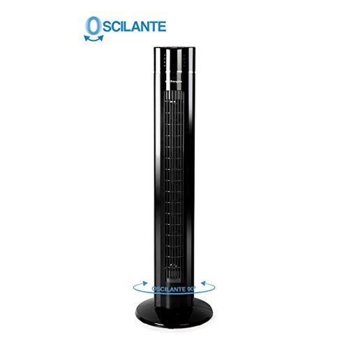 Orbegozo TWM 1009 - Ventilador de torre con Mando a distancia, Iónico, 60 W, 3 velocidades, bandeja para esencias, panel frontal LED, Negro