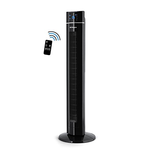 Orbegozo TWM 1009 - Ventilador de torre con Mando a distancia, Iónico, 60 W, 3 velocidades, bandeja para esencias, panel frontal LED, Negro