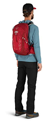 Osprey Talon 22 Mochila de senderismo para Hombre, Rojo (Cosmic Red), Talla S/M