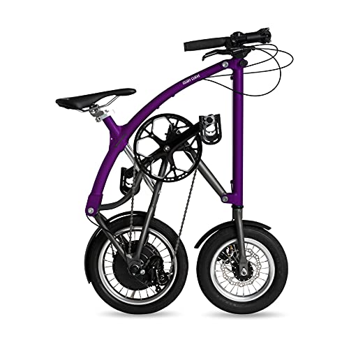 Ossby Bicicleta eléctrica Plegable Curve Electric Morada - ebike Urbana Plegable para Ciudad - 70km de autonomía - 3 Velocidades - Rueda de 14" - Cuadro de Aluminio - Fabricada en España