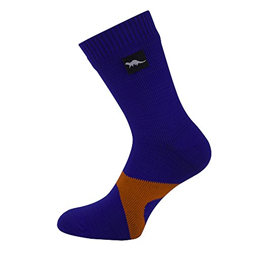 OTTER Calcetines Transpirables e Impermeables Hombre y Mujer. Ideales para Actividades al Aire Libre como Golf, Ciclismo, Senderismo o Excursionismo. (Azul y Naranja, XL (46-48))