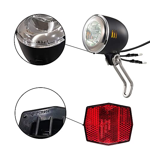 Oture Faro LED delantero para bicicleta, dinamo de buje con homologación StVZO, 40 lux, faro para bicicleta, 6 V ~ 48 V, dinamo delantero, resistente al agua IPX5