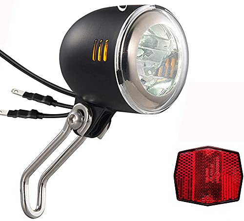 Oture Faro LED delantero para bicicleta, dinamo de buje con homologación StVZO, 40 lux, faro para bicicleta, 6 V ~ 48 V, dinamo delantero, resistente al agua IPX5