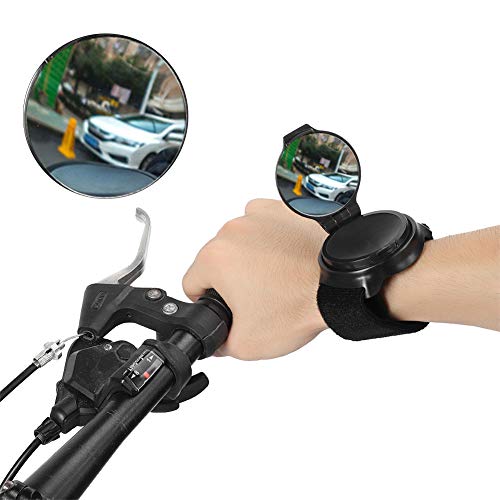 Ouitble Banda de muñeca para Bicicleta Espejo retrovisor, Espejo para Bicicleta Gran Angular Ajustado Desgaste del Brazo Espejo Giratorio Especial para revisión de Bicicleta (2 Pulgadas)