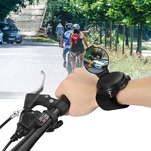 Ouitble Banda de muñeca para Bicicleta Espejo retrovisor, Espejo para Bicicleta Gran Angular Ajustado Desgaste del Brazo Espejo Giratorio Especial para revisión de Bicicleta (2 Pulgadas)