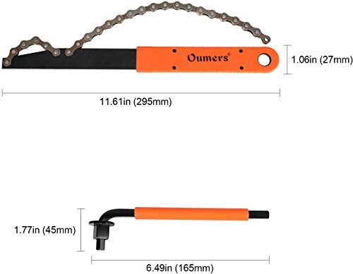 Oumers Herramienta de eliminación de Cassette de Bicicleta con látigo de Cadena Llave de la Bici Herramientas de extracción de piñones Anillo de Bloqueo de Cassette de Bicicleta