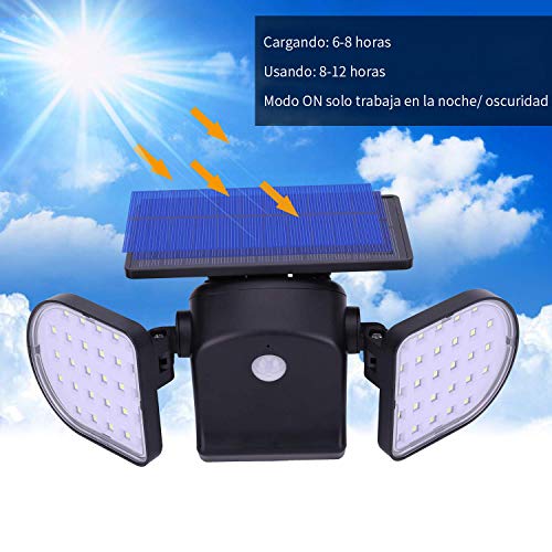 OUSFOT Luz Solar Exterior 56 LED Foco Solar con Sensor de Movimiento Lámpara Solar de Seguridad Impermeable IP65 360 ° Ajustable para Entrada Garaje Patio y Jardín