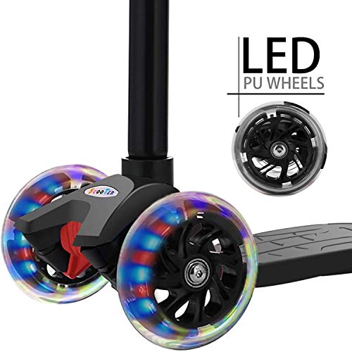 OUTCAMER Patinete Niño 3 a 12 Años Patinete 3 Ruedas con Led Luces Manillar Altura Ajustable 68-86cm para Niños y Niña Juegos Deportivos Scooter con Freno Posterior Monopatin Tres Ruedas Máxima 50 KG