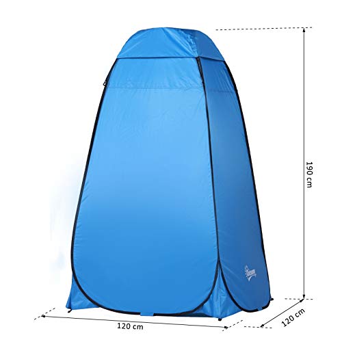 Outsunny Carpa Vestidor Plegable Tienda para Ducha Portátil con Funda para Playa y Montaña 120x120x190 cm Azul