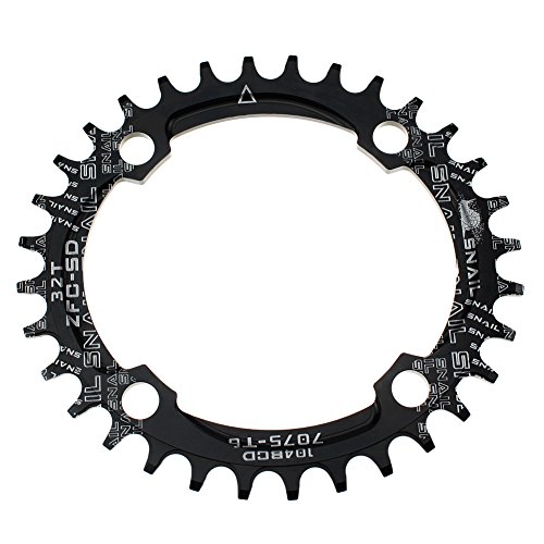 Ovalada plato 32T 34T 36T FOMTOR ultraligero Single Narrow Wide Cadena Anillo para la mayoría de Shimano y SRAM cranksets, bicicleta de carretera bmx mtb (104 BCD, Negro) (32T)