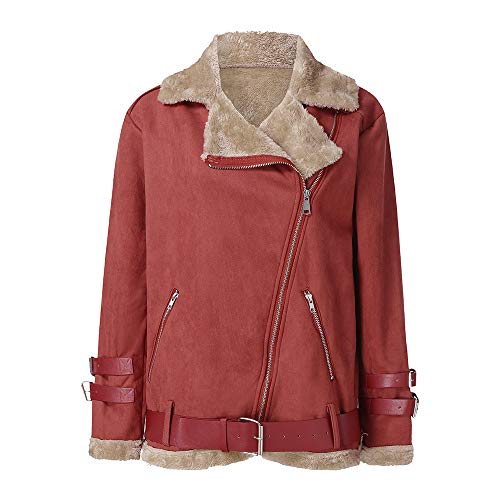 Overdose Abrigos De Invierno De Las Mujeres Chaquetas De Gran TamañO Artificial De Lana Abrigo De Solapa Gruesa Solapa Biker Motor Aviador Chaqueta De Ocio Ropa De Abrigo