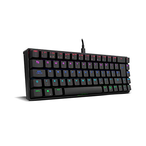 Ozone Gaming Teclado Mini Tactical -OZTACTICALSP- Mecanico sin Teclado numerico, Bluetooth 5.0, Switches Outemu Red, Iluminacion LED RGB, Silencioso, Layout Español, Negro