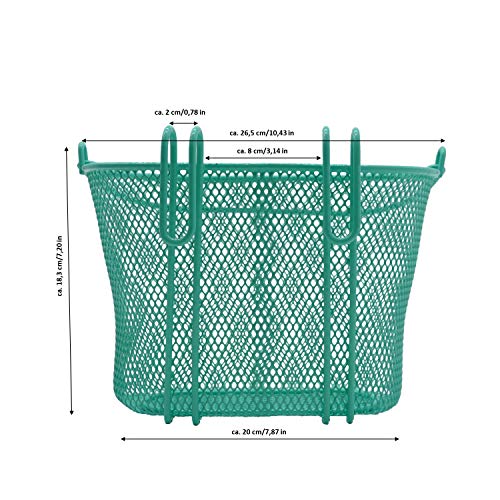 P4B Cesta de bicicleta Happy Kids para niños en color verde, cesta para la rueda delantera, malla estrecha, malla de acero, con asa de transporte