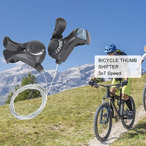 Palanca de cambio de pulgar para bicicleta de montaña al aire libre de un par, palanca de cambio de velocidad 3X7 para bicicleta de montaña, bicicleta de ciudad, bicicleta de carretera, bicicleta pleg