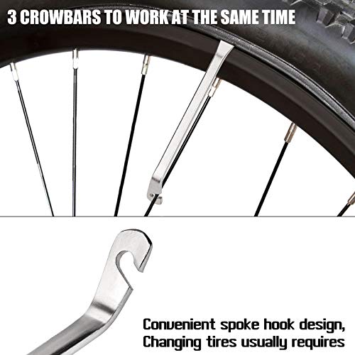 Palancas Neumatico Bicicleta Acero Herramienta de Metal Palanca para Reparación y Desmontar Neumáticos de Bicicletas 8 Piezas