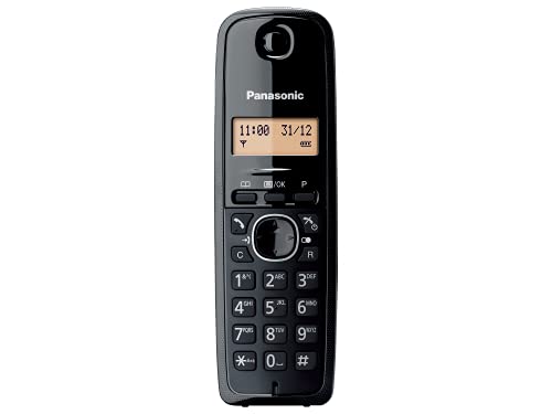 Panasonic KX-TG1611SPH - Teléfono Fijo Inalámbrico DECT, LCD, Identificador de Llamadas, Agenda de 50 Números, Tecla de Navegación, Alarma, Reloj, color Negro