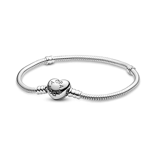 Pandora 590719-19 - Pulsera de plata de ley 925 con cierre Pandora en forma de corazón, para mujer, 19 cm