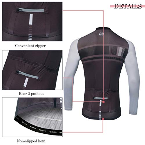 Panegy Hombres Chaqueta de Ciclismo Mangas Largas Sudadera Deportiva Delgada Transpirable Chándales Estampados Cremallera para Bicicleta Color Negro Talla M