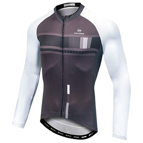 Panegy Hombres Chaqueta de Ciclismo Mangas Largas Sudadera Deportiva Delgada Transpirable Chándales Estampados Cremallera para Bicicleta Color Negro Talla M