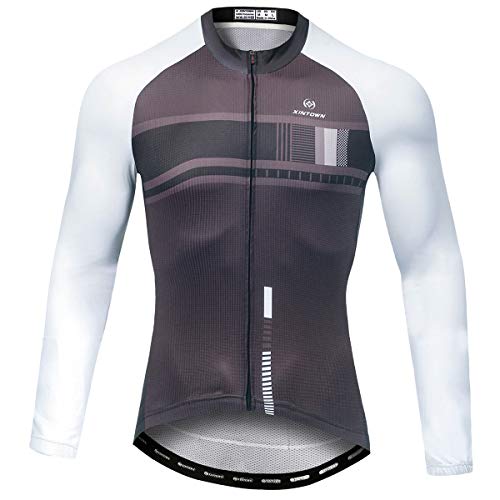 Panegy Hombres Chaqueta de Ciclismo Mangas Largas Sudadera Deportiva Delgada Transpirable Chándales Estampados Cremallera para Bicicleta Color Negro Talla M