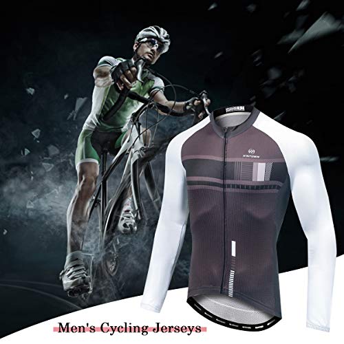 Panegy Hombres Chaqueta de Ciclismo Mangas Largas Sudadera Deportiva Delgada Transpirable Chándales Estampados Cremallera para Bicicleta Color Negro Talla M