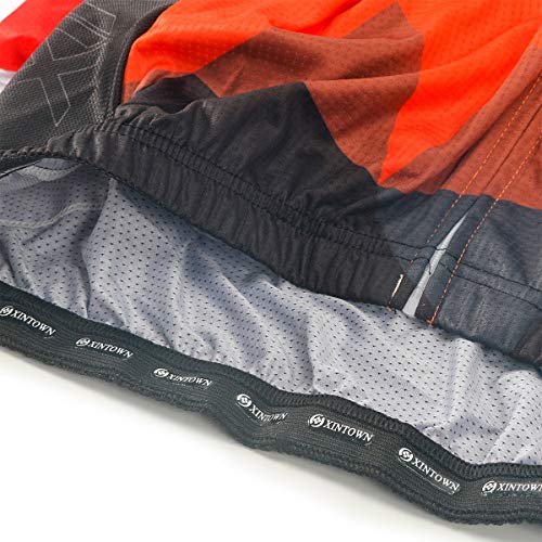 Panegy Hombres Maillot de Ciclismo Mangas Largas Sudadera Deportiva Delgada Transpirable Chándales Estampados Cremallera para Bicicleta Color Naranja Estrelal Talla XL