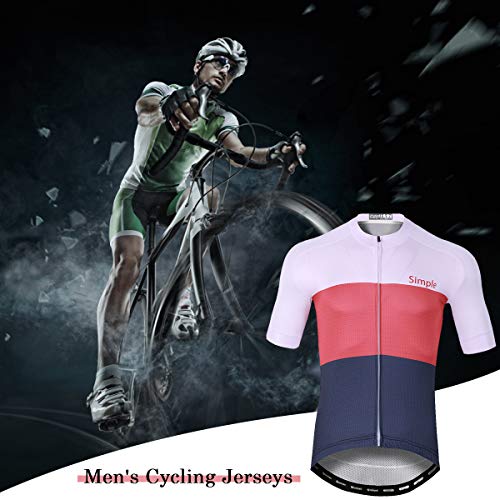 Panegy Maillot Ciclismo Hombre Verano Camisetas Ciclismos Mangas Cortas con Bolsillos Transpirable Ropa Ciclista Reflectante Rojo XL