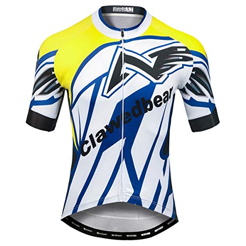 Panegy Maillot Ciclismo Hombre Verano Elástico Secado Rápido Camiseta Ciclisma Manga Corta Jerseys para MTB Bici Azul-Amarillo XL