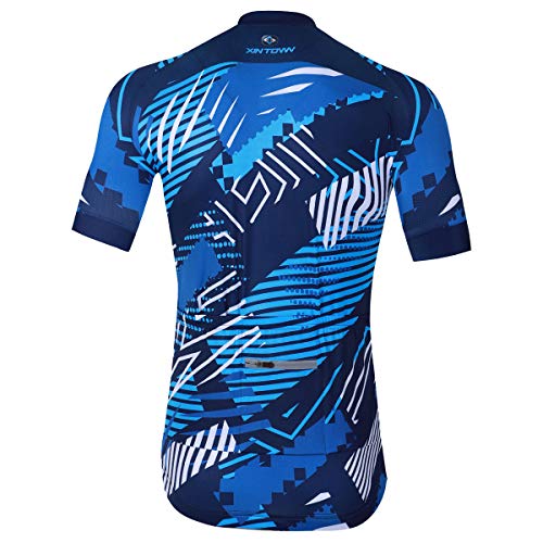 Panegy Maillot Ciclismo Hombre Verano Transpirable Elástico Secado Rápido Camiseta Ciclisma Manga Corta Jerseys para MTB Bici Azul XL